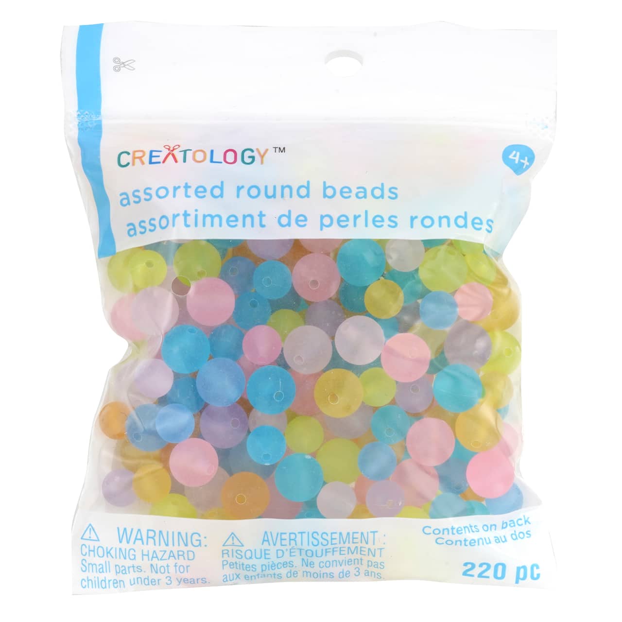 12 Packs: 220 ct. (2,640 total) Frosted Pastel Assorted Round Beads by Creatology™